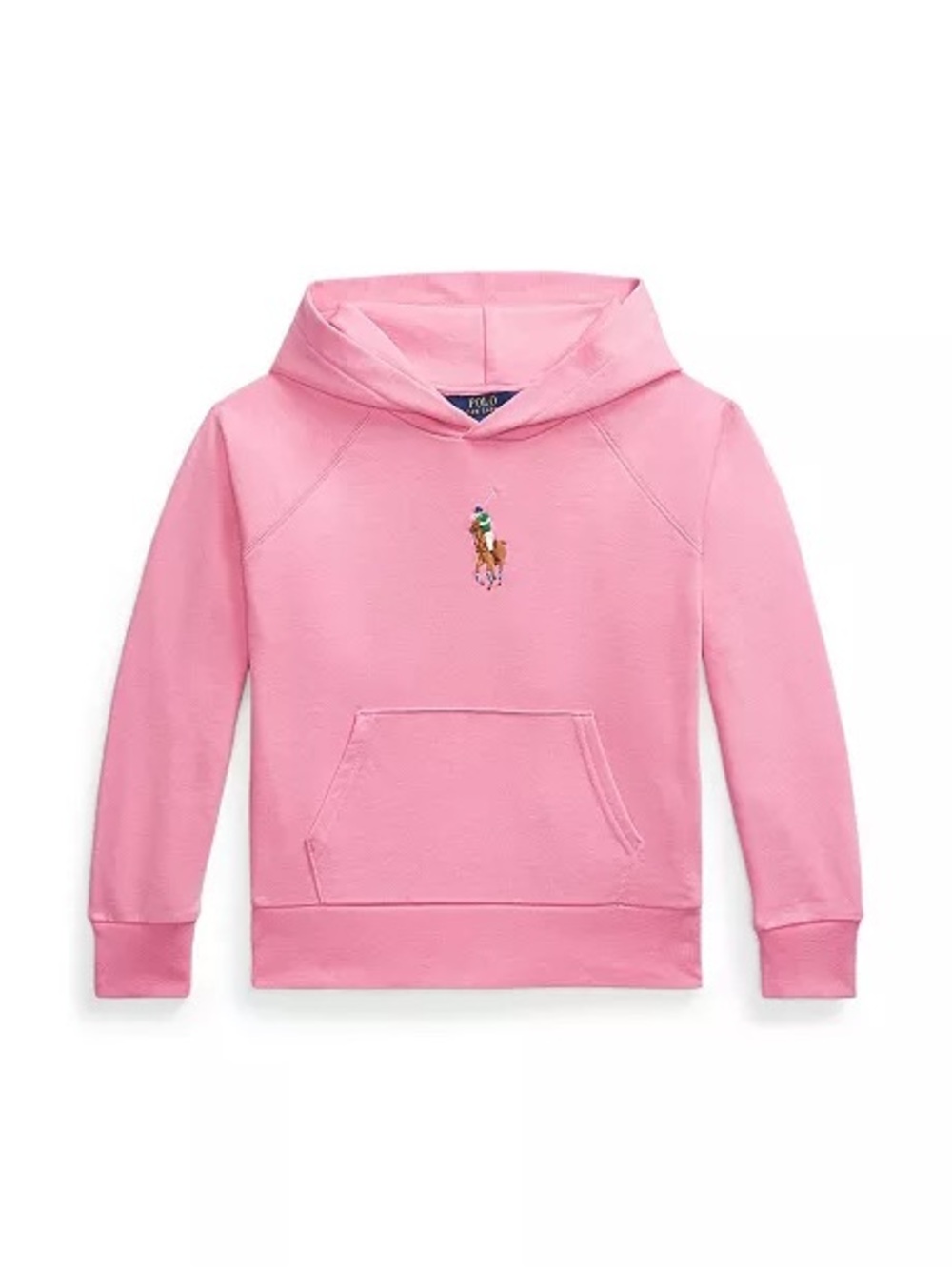 Polo Ralph Lauren Girls Pink Big Pony French Terry Hoodie Pullover Sweatshirt